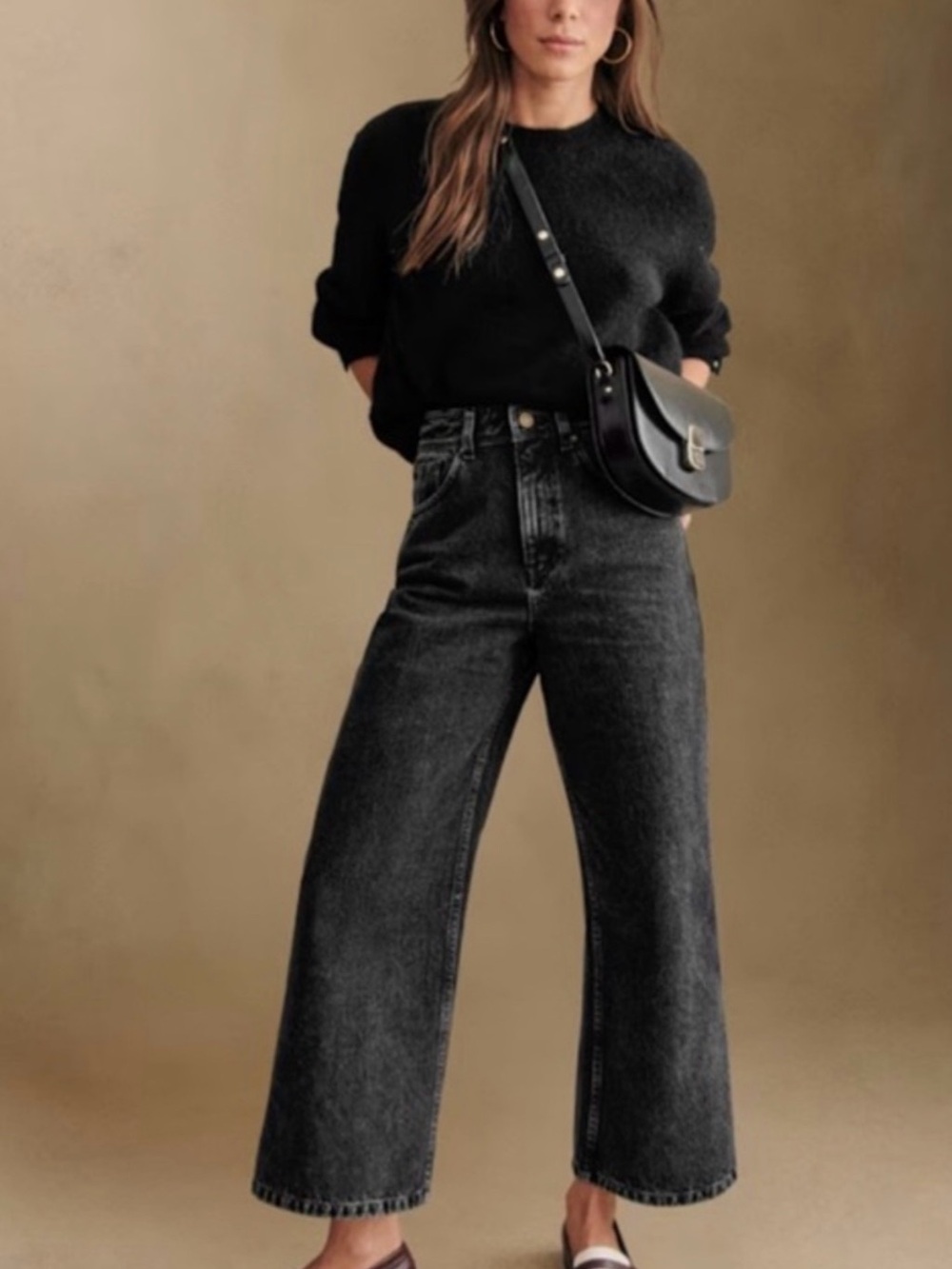 Sezane Black High-Waist Wide Leg Jeans